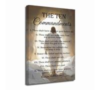 ZXHYWYM The Ten Commandments Wall Art 10 Commandments Picture Religious Scripture Bible Verse Canvas Prints Christian Inspirational Quotes Painting Office Decor (Black, 50L x 40W cm)