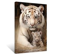 ZXHYWYM Tiger Canvas Wall Art Cute Baby Tiger Picture Prints Forest Animal Portraits Paintings Vintage Artwork for Kids Room Nursery Framed(4, (16.00" x 24.00"))