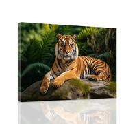 ZXHYWYM Tiger Canvas Wall Art Wildlife Pictures Wall Decor Wild Animal Tiger Painting Print Modern Men's Bedroom Living Room Artwork Frame (B, (30.00 x 45.00 cms))