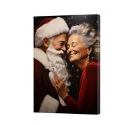 ZXHYWYM Vintage Santa Claus Wall Art Santa and Mrs Claus Pictures Canvas Christmas Art Prints Wall Decor for Living Room Bedroom Xmas Gifts Frame (B, (30.00 x 45.00 cms))