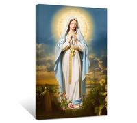 ZXHYWYM Virgin Mary Wall Art Jesus Mother Painting Prints on Canvas Catholic Spiritual Pictures Wall Decor for Office Church Prayer Room Framed(2, (16.00" x 24.00"))