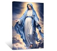 ZXHYWYM Virgin Mary Wall Art Jesus Mother Painting Prints on Canvas Catholic Spiritual Pictures Wall Decor for Office Church Prayer Room Framed(1, (12.00" x 18.00"))