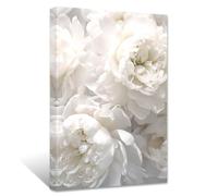 ZXHYWYM White Peony Canvas Wall Art Elegant Flowers Picture Prints Modern Artwork Home Decor For Living Room Bedroom Framed(Peony, (24.00" x 36.00"))