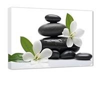 ZXHYWYM Zen Canvas Wall Art Black Stones with Magnolia Blossoms Picture Prints Nature Spiritual Painting Spa Artwork for Meditation Room Decor Framed(Picture-4, (12.00" x 18.00"))