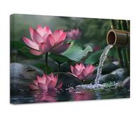 ZXHYWYM Zen Canvas Wall Art Lotus Flower Picture Prints Pink Water Lily Nature Spa Painting Bathroom Artwork for Meditation Spiritual Decor(Picture-3, (12.00" x 18.00"))