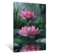 ZXHYWYM Zen Canvas Wall Art Lotus Flower Picture Prints Pink Water Lily Nature Spa Painting Bathroom Artwork for Meditation Spiritual Decor(Picture-2, (16.00" x 24.00"))