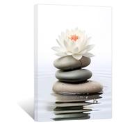 ZXHYWYM Zen Canvas Wall Art Lotus Flower Stones Pictures Spa Water Painting Prints Bathroom Decor for Spiritual Meditation Room Yoga Office(2, (12.00" x 18.00"))