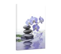 ZXHYWYM Zen Canvas Wall Art Purple Floral Pictures Stone Orchid Art Print Spa Bathroom Artwork for Yoga Spiritual Office Home Decor Framed (D, (40.00 x 60.00 cms))