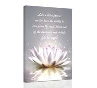 ZXHYWYM Zen Pictures Wall Art Lotus Flower on Water Canvas Prints Lotus Motivational Quotes Painting Spa Office Spiritual Yoga Bathroom Framed (40 x 60 cms)