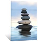 ZXHYWYM Zen Stone Wall Art Black Pebbles on Water Canvas Picture Spiritual Prints Bathroom Relaxing Artwork for Office Yoga Spa Meditation Room Framed(3, (20.00" x 30.00"))