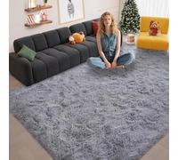 ZXIAOHUI Living Room Rug 235 x 255 cm Anti-Slip Backing, Super Soft, Fluffy, Non Shedding, Super Soft Fluffy Shaggy Rug, Large Area Rug, Plush Shaggy Area Rug, for Bedroom, Grey