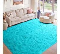 ZXIAOHUI Shaggy Rug 115 x 400 cm Soft Touch, Non Shedding, Anti-Slip Backing, Large Rugs Living Room Super Soft Fluffy Rug Easy to Clean for Bedroom, Nursery, Kids Baby Room, Sky Blue