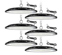 ZXICH 100W UFO LED High Bay Light, 6000K-6500K Daylight White LED Warehouse Lighting,10000LM Industrial UFO Lamp, IP65 Waterproof Commercial Bay Lighting Shop Area Workshop Garage (6 Pack,100W)