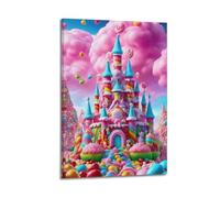 ZXJYMX Childhood Poster Fairy Tale Marshmallow Castle Candy Castle Poster Decorative Painting Canvas Wall Posters And Art Picture Print Modern Family Bedroom Decor Posters 12x18inch(30x45cm)