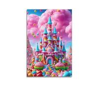 ZXJYMX Childhood Poster Fairy Tale Marshmallow Castle Candy Castle Poster Decorative Painting Canvas Wall Posters And Art Picture Print Modern Family Bedroom Decor Posters 12x18inch(30x45cm)