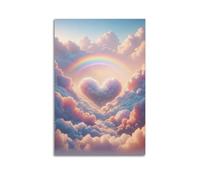 ZXJYMX Landscape Poster Rainbow Clouds Love Heart Poster Decorative Painting Canvas Wall Posters And Art Picture Print Modern Family Bedroom Decor Posters 20x30inch(50x75cm)