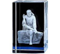 ZXKYZR8 Crystal Laser Statue Figurine Of Shirdi Sai Baba Sikh Modern Home Indoor Outdoor Garden Sculpture Decoration Ornament Accessories Creative Decor Gift