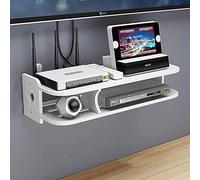 ZXKYZR8 Floating TV Shelfs Set-top Box Shelf, Sky Box Shelves, Unit Storage Rack, Cable Box, 2 Tier Wall Mounted Media For Cable Boxes/Routers/Remotes/DVD Players/Game Consoles, White