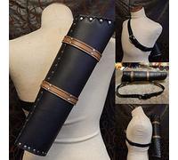 ZXKYZR8 Medieval Cosplay Costume Accessories, Rivet Decoration Cylinder Leather Shoulder-back Large-capacity Quiver Arrow Holder For Compound Recurve Bow Shooting Hunting Archery