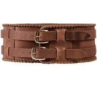 ZXKYZR8 Medieval Steampunk Leather Waist Belt, Vintage Double Row Hemp Lace Hand Braided Solid Color Viking Warrior Waistband, Halloween Cosplay Accessories