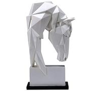 ZXKYZR8 Nordic Simplicity Geometric White Horse Head Statues Figurines Animals Art Sculpture Resin Craft Home Decoration Crafts Room Creative Gift