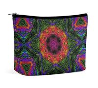 Zxlophysis Cosmetic Bag, Psychedelic Kaleidoscope Makeup Bag, Portable Toiletry Bag with Zipper for Daily Use, Travel