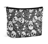 Zxlophysis Cosmetic Bag, Sugar Skull Makeup Bag, Portable Toiletry Bag with Zipper for Daily Use, Travel