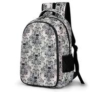 Zxlophysis Daypack, Gothic Skull Damask Scary Halloween Backpack, Rucksack with Pockets for Hiking Camping Travel