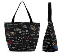 Zxlophysis Tote Bag with Zip, Math Linear Mathematics Education Beach Bag, Large Shoulder Bag for Daily, Travel