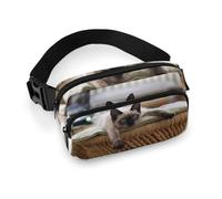 Zxlophysis Waist Bag, Siamese Thai Cat Mandala Bumbag, Adjustable Fanny Pack for Running Walking Hiking