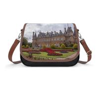 ZXLRYZKJ Shoulder Bag,Plant Sky Cloud Flower Botany Building Green Grass Hedge Tree Crossbody Bag, Leather Handbag for Ladies Travel Work Daily Use