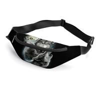 ZXLRYZKJ Waist Bag, Three Wolf and Moon Bumbag, Adjustable Fanny Pack for Running Walking Hiking