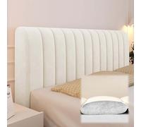 ZXLVCU Queen Size Headboard Covers, Velvet Stretch Headboard Slipcover with Filler pad, Universal Backrest Protector for Bedroom Decor (190cm,Beige)