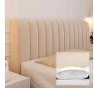 ZXLVCU Queen Size Headboard Covers, Velvet Stretch Headboard Slipcover with Filler pad, Universal Backrest Protector for Bedroom Decor (200cm,Khaki)