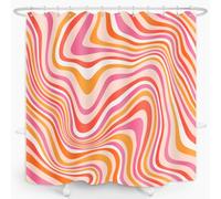 ZXMBF Abstract Modern Spiral Swirl Shower Curtain Retro 70s Art Pink Orange Groovy Aesthetic Fluid Home Bathroom Decor Waterproof Fabric 72Lx72W Inch with 12PCS Hooks