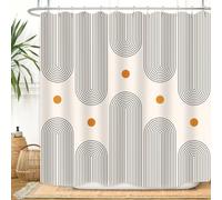 ZXMBF Mid Century Shower Curtain Boho Minimalist Abstract Arch Sun Simple Lines Geometric Modern Beige Bathroom Decor Waterproof Fabric 72Lx72W Inch with 12pcs Plastic Hooks