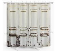ZXMBF Rustic Barn Door Shower Curtain Farmhouse Wooden Door Vintage Wood Bath Curtain Home Bathroom Decor Waterproof Polyester Fabric 72Lx72W Inch 12PCS Hooks