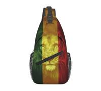 ZXMDJHJ Customized Rasta Lion Jamaica Flag Sling Bag Men Fashion Jamaican Reggae Shoulder Crossbody Chest Backpack Traveling Daypack