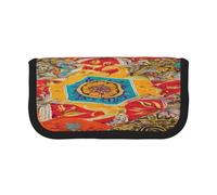 ZXMDZTSS African Textile Patchwork Print - Canvas Pen Case - Stylish Two-Tone Design | Makeup & Stationery Organizer for School, Travel