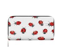 ZXMDZTSS Art Ladybug Tracks - Genuine Leather Women's Zipper Wallet with Phone Pocket - Stylish Clutch Purse for Daily Use, Travel & Gifts (7.9 in Handheld Design)