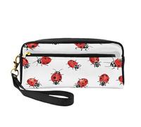 ZXMDZTSS Art Ladybug Tracks - Print Customizable Pu Leather Pencil Case & Makeup Bag - Compact Organizer for Students, Artists, Travel