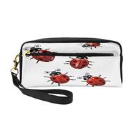 ZXMDZTSS Art Ladybug Tracks Print - Print Customizable Pu Leather Pencil Case & Makeup Bag - Compact Organizer for Students, Artists, Travel