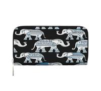 ZXMDZTSS Aztec Elephant - Genuine Leather Women's Zipper Wallet with Phone Pocket - Stylish Clutch Purse for Daily Use, Travel & Gifts (7.9 in Handheld Design)