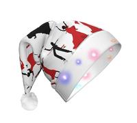 ZXMDZTSS Ballroom Dance -Print Adult Plush Light-Up Christmas Hat Led Flashing Santa Headwear Pom-Pom For Xmas Parties Events.