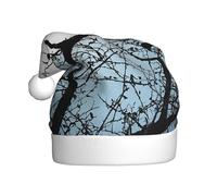 ZXMDZTSS Black Crow Birds -Print Adult Plush Christmas Hat Cozy Festive Santa Headwear Pom-Pom For Xmas Parties Holidays.