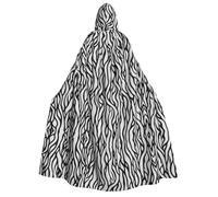 ZXMDZTSS Black White Texture Print Pattern -Print Adults Halloween Hooded Cloak | Full Print Cape | Neck-Tie Closure