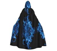 ZXMDZTSS Blue Flame -Print Adults Halloween Hooded Cloak | Full Print Cape | Neck-Tie Closure