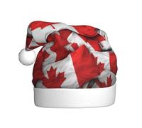 ZXMDZTSS Canadian flag -Print Adult Plush Christmas Hat Cozy Festive Santa Headwear Pom-Pom For Xmas Parties Holidays.