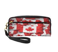 ZXMDZTSS Canadian Flag - Print Customizable Pu Leather Pencil Case & Makeup Bag - Compact Organizer for Students, Artists, Travel