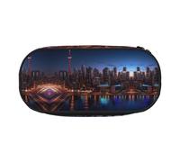 ZXMDZTSS (Cityscape Night Canada) Print Large Pencil Case with Compartments & Zipper - Premium Oxford Fabric School, Office, Travel Organizer for Students, Artists